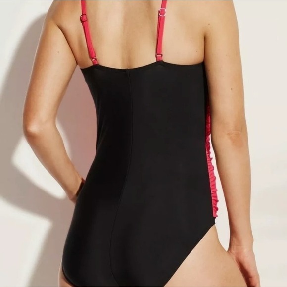 Aqua Green Swimsuit Womens Size Small Coral Black One-piece Adjustable Straps - Picture 4 of 12
